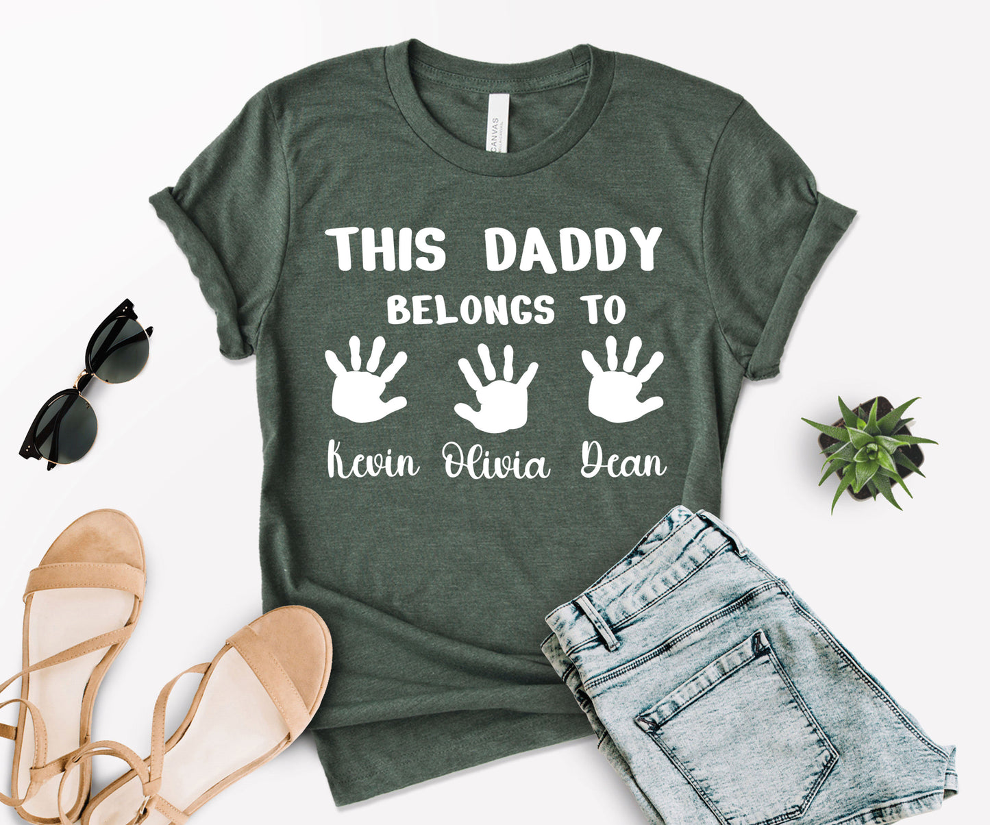 Custom Dad Shirt, This Daddy Belongs to Shirt, Dad Shirt with Kids Names-newamarketing