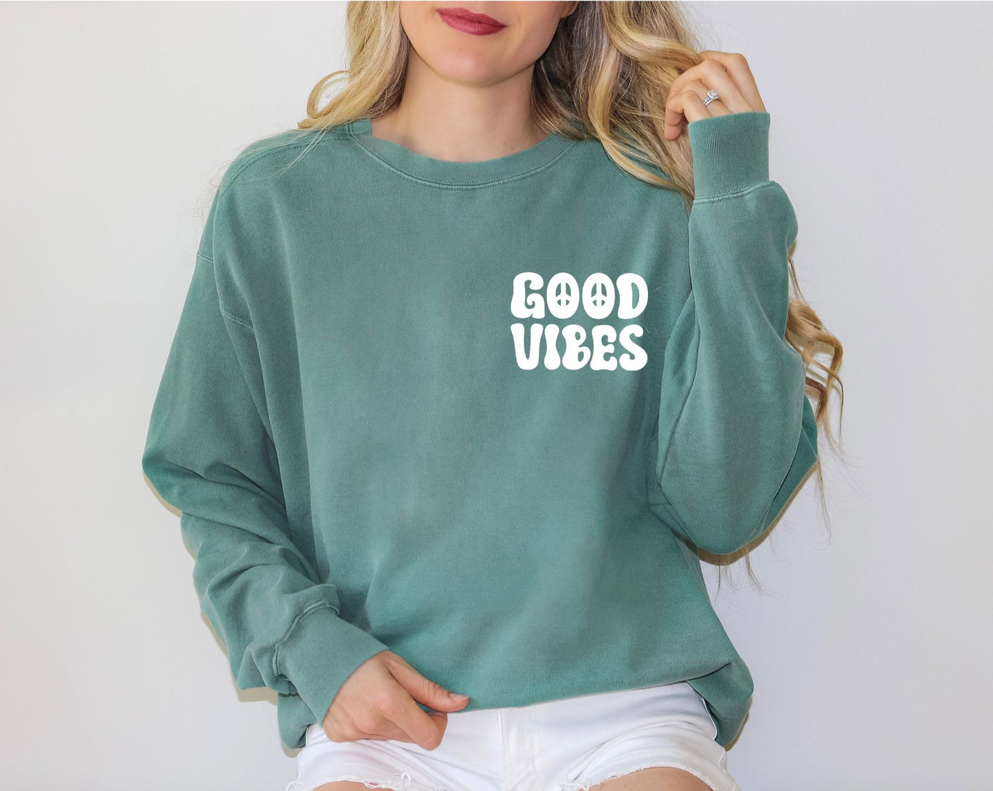 Good Vibes Sweatshirt, Positive Vibes Sweatshirt, Comfort Colors Sweatshirt-newamarketing