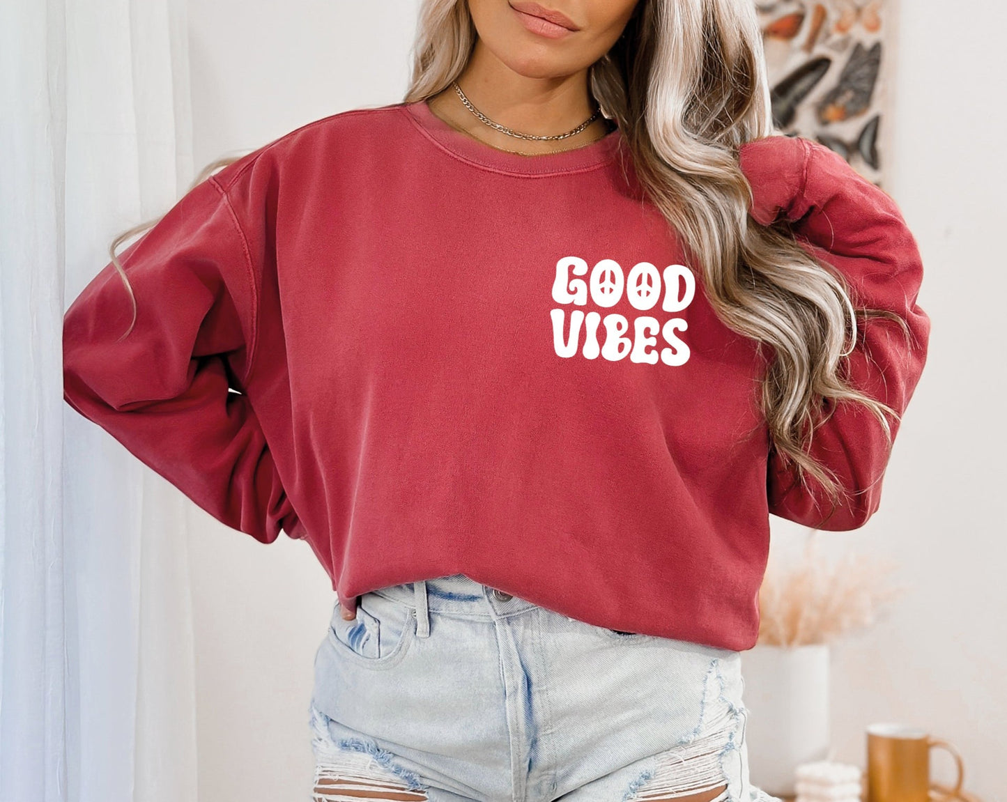 Good Vibes Sweatshirt, Positive Vibes Sweatshirt, Comfort Colors Sweatshirt-newamarketing