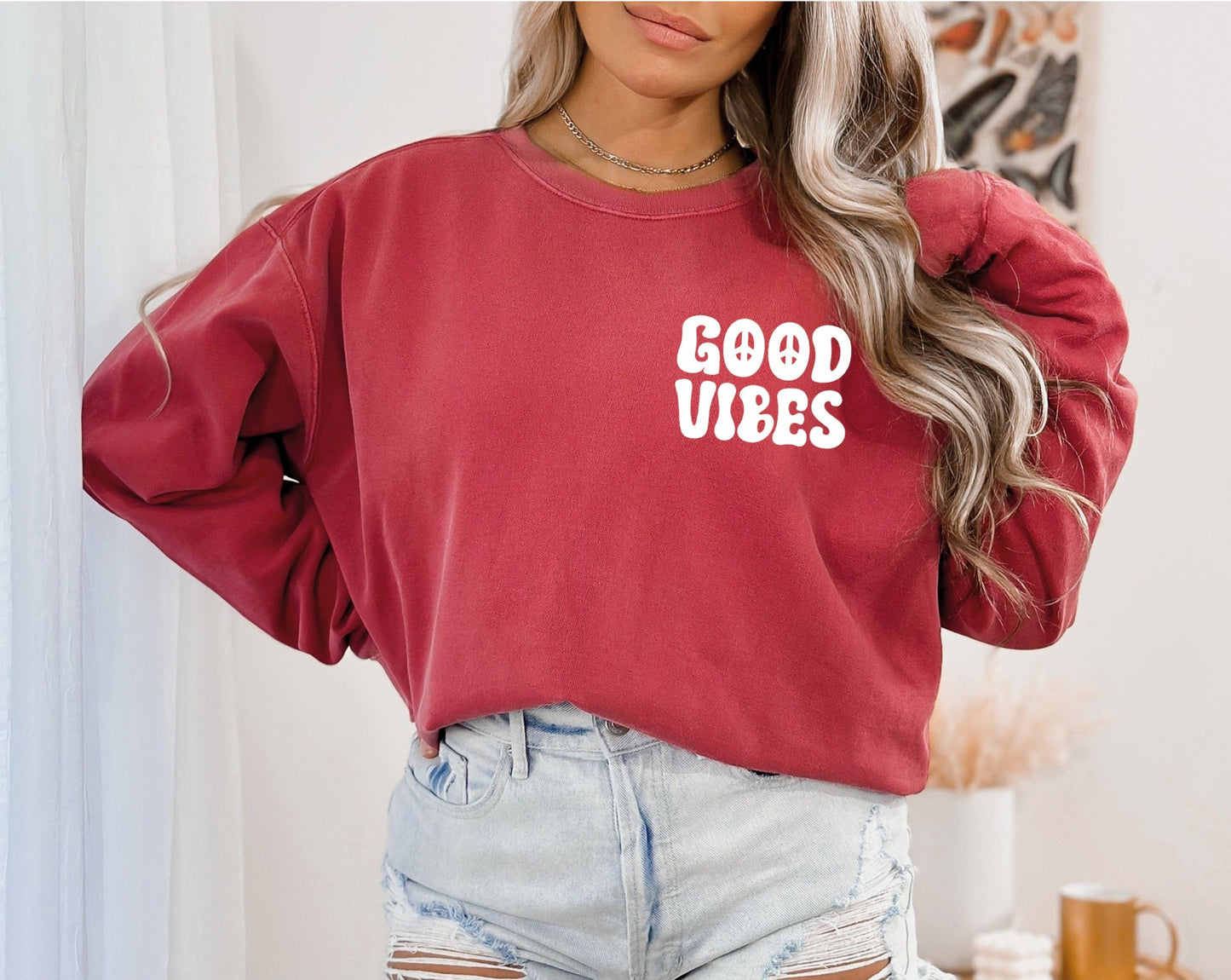 Good Vibes Sweatshirt, Positive Vibes Sweatshirt, Comfort Colors Sweatshirt-newamarketing