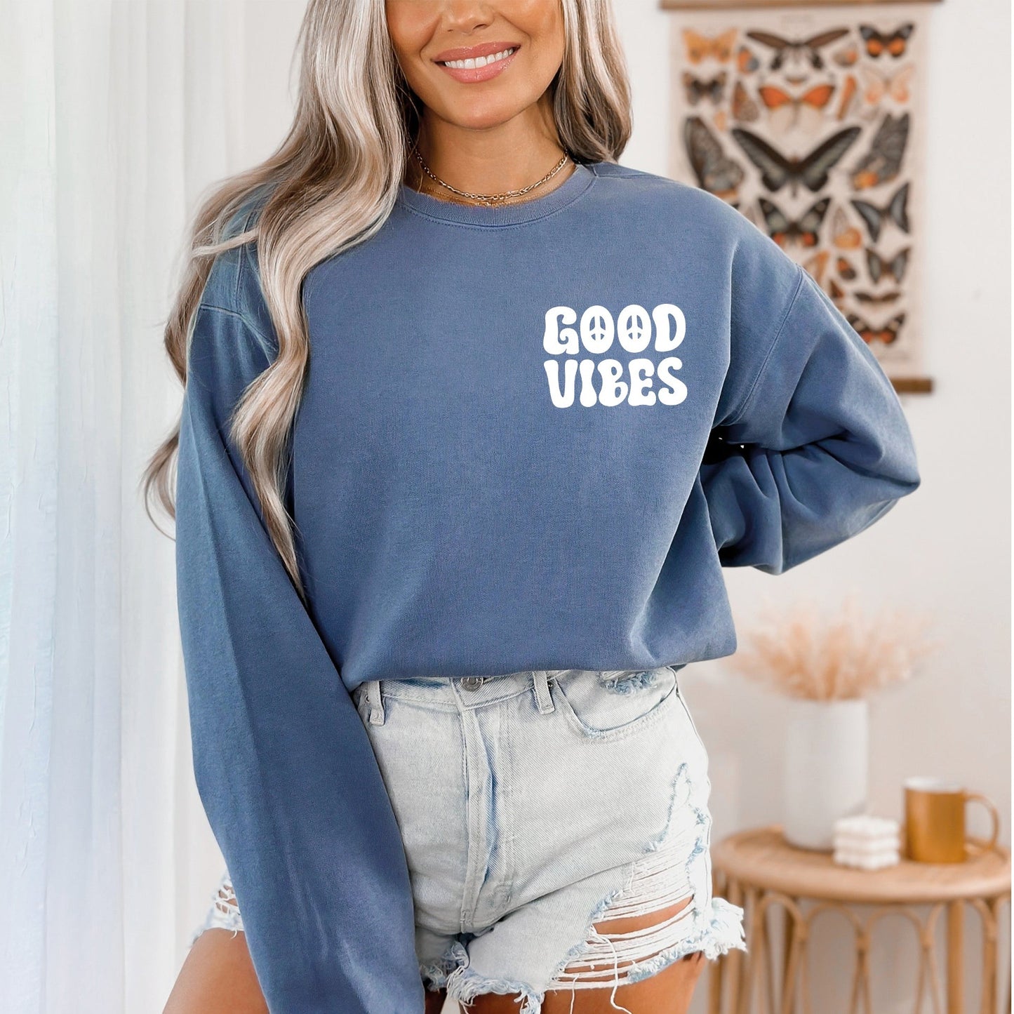 Good Vibes Sweatshirt, Positive Vibes Sweatshirt, Comfort Colors Sweatshirt-newamarketing