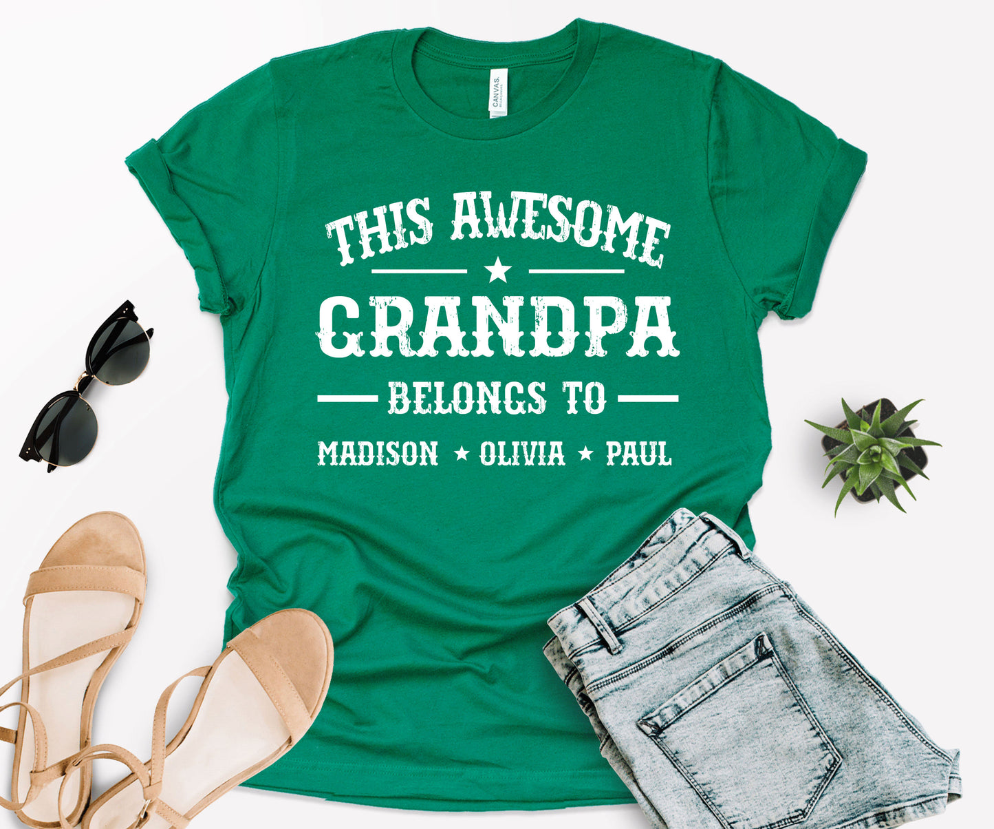This Awesome Belongs to Shirt, Dad Shirt with Kids Names, Custom Dad Tee-newamarketing