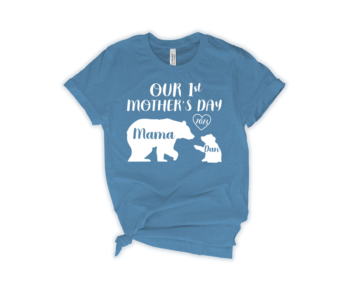 Our 1st Mother's Day Shirt, Mama Bear Shirt with Kids Name, Custom Mom Shirt-newamarketing