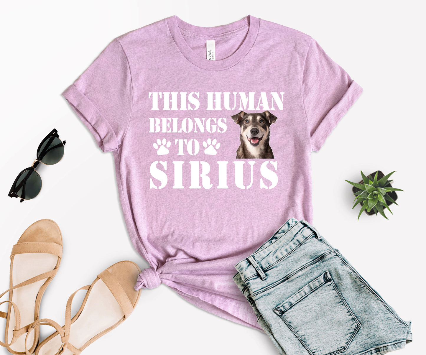 This Human Belongs to Shirt, Custom Dog Dad Shirt, Custom Photo Pet Shirt-newamarketing