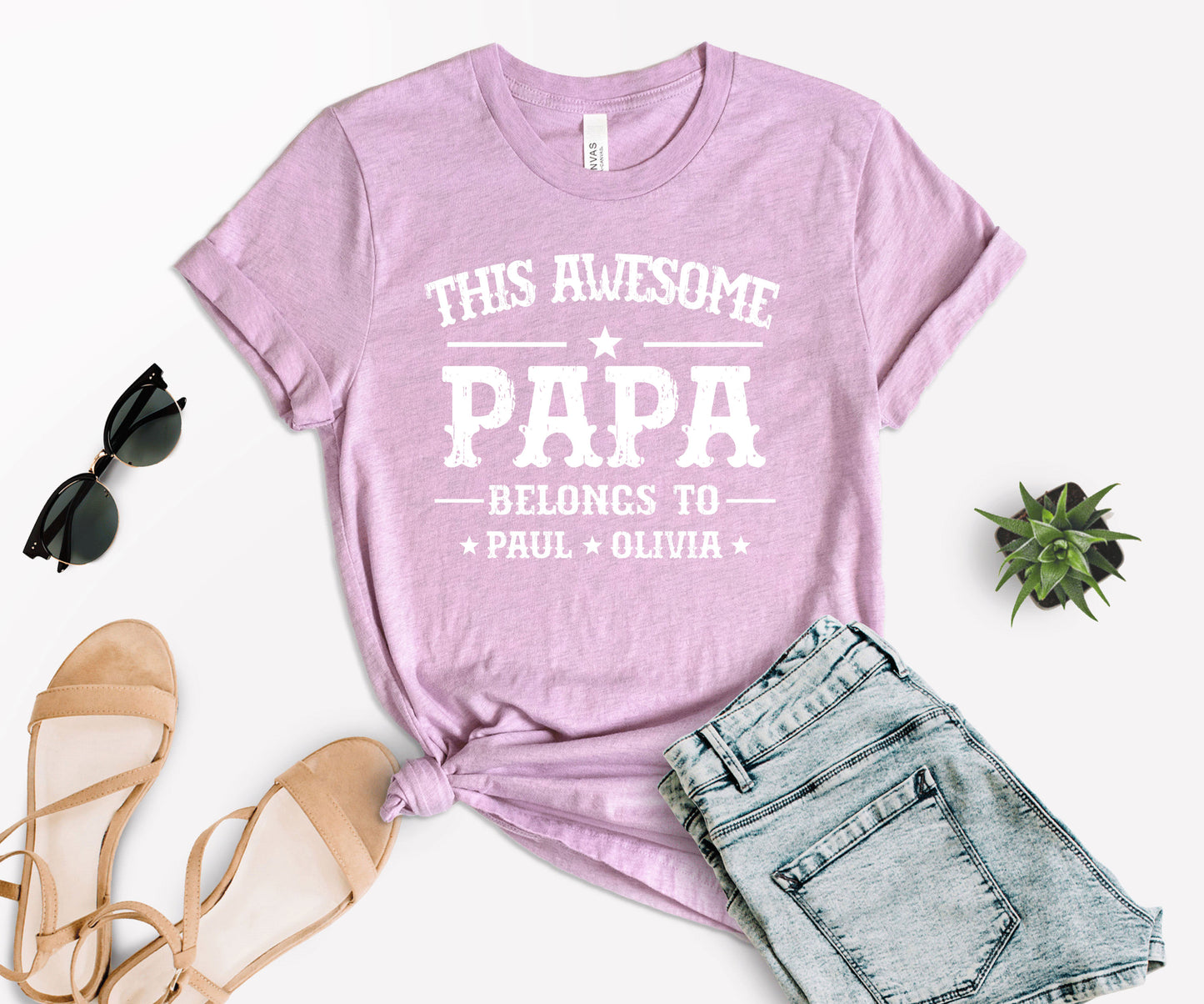 This Awesome Belongs to Shirt, Dad Shirt with Kids Names, Custom Dad Tee-newamarketing
