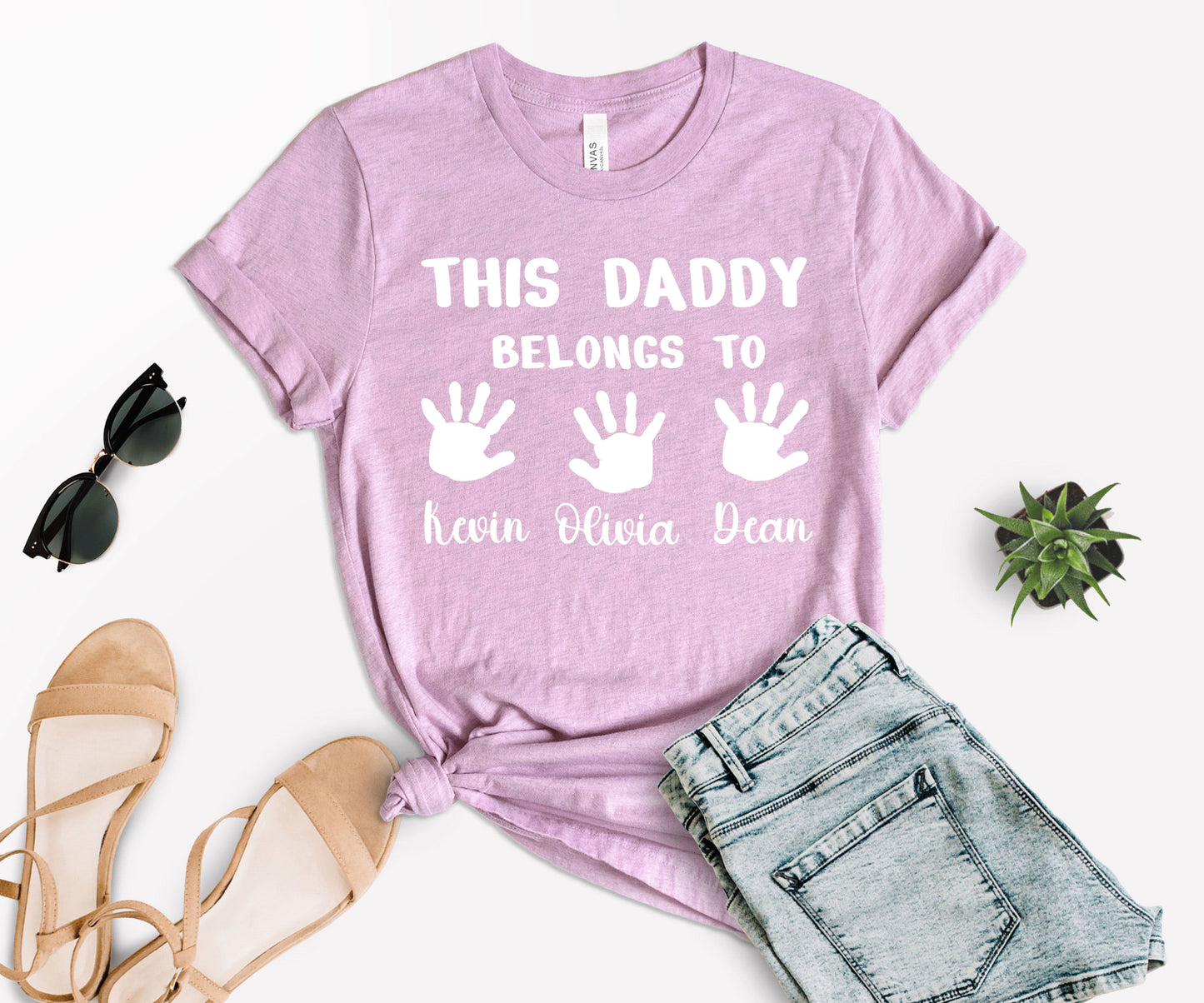 Custom Dad Shirt, This Daddy Belongs to Shirt, Dad Shirt with Kids Names-newamarketing