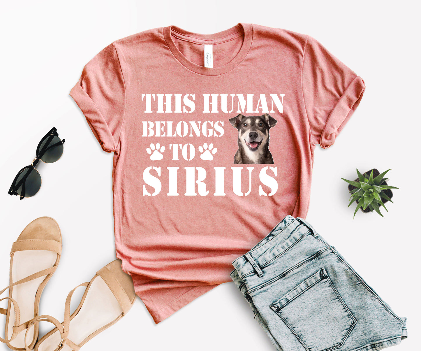 This Human Belongs to Shirt, Custom Dog Dad Shirt, Custom Photo Pet Shirt-newamarketing