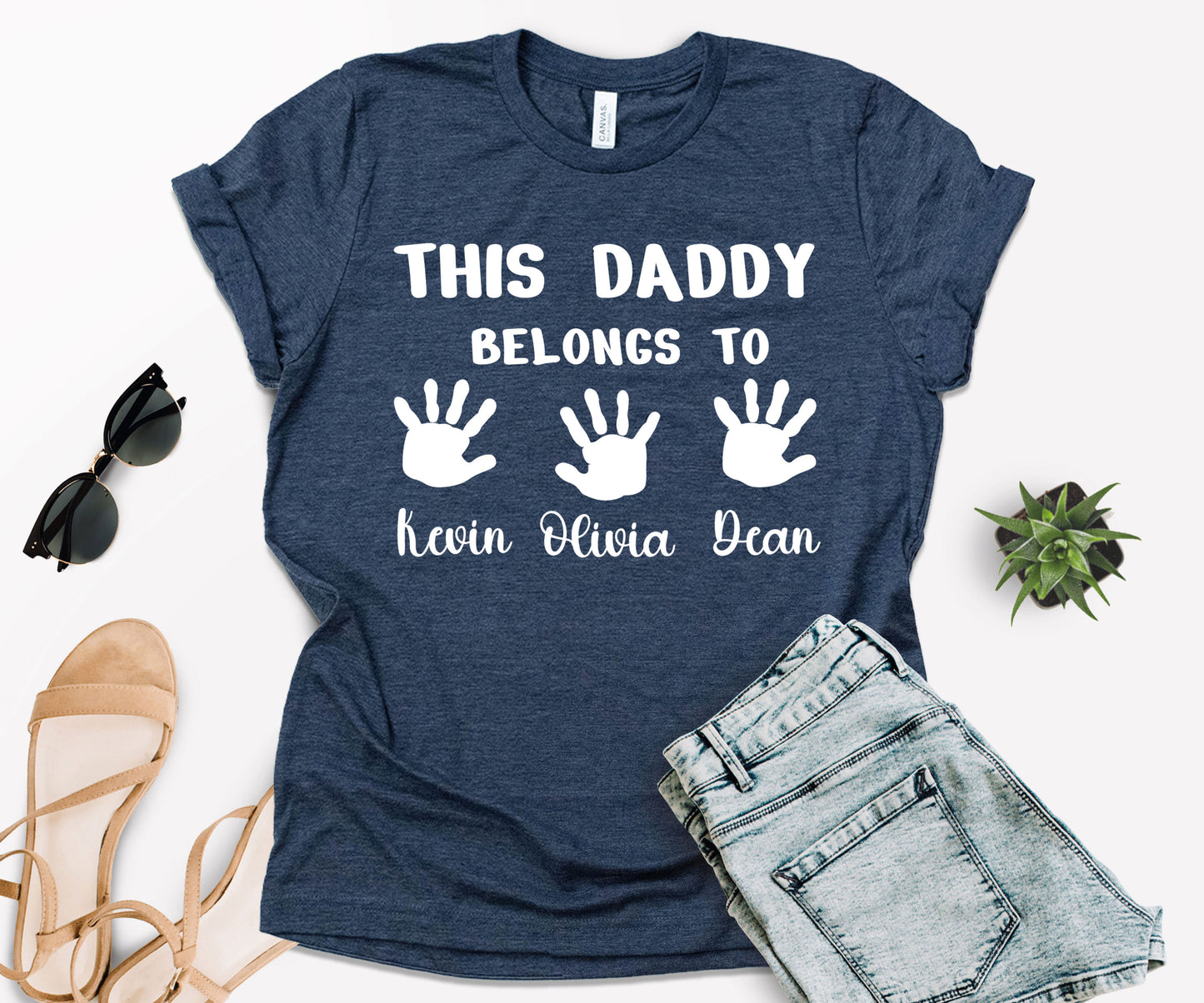 Custom Dad Shirt, This Daddy Belongs to Shirt, Dad Shirt with Kids Names-newamarketing