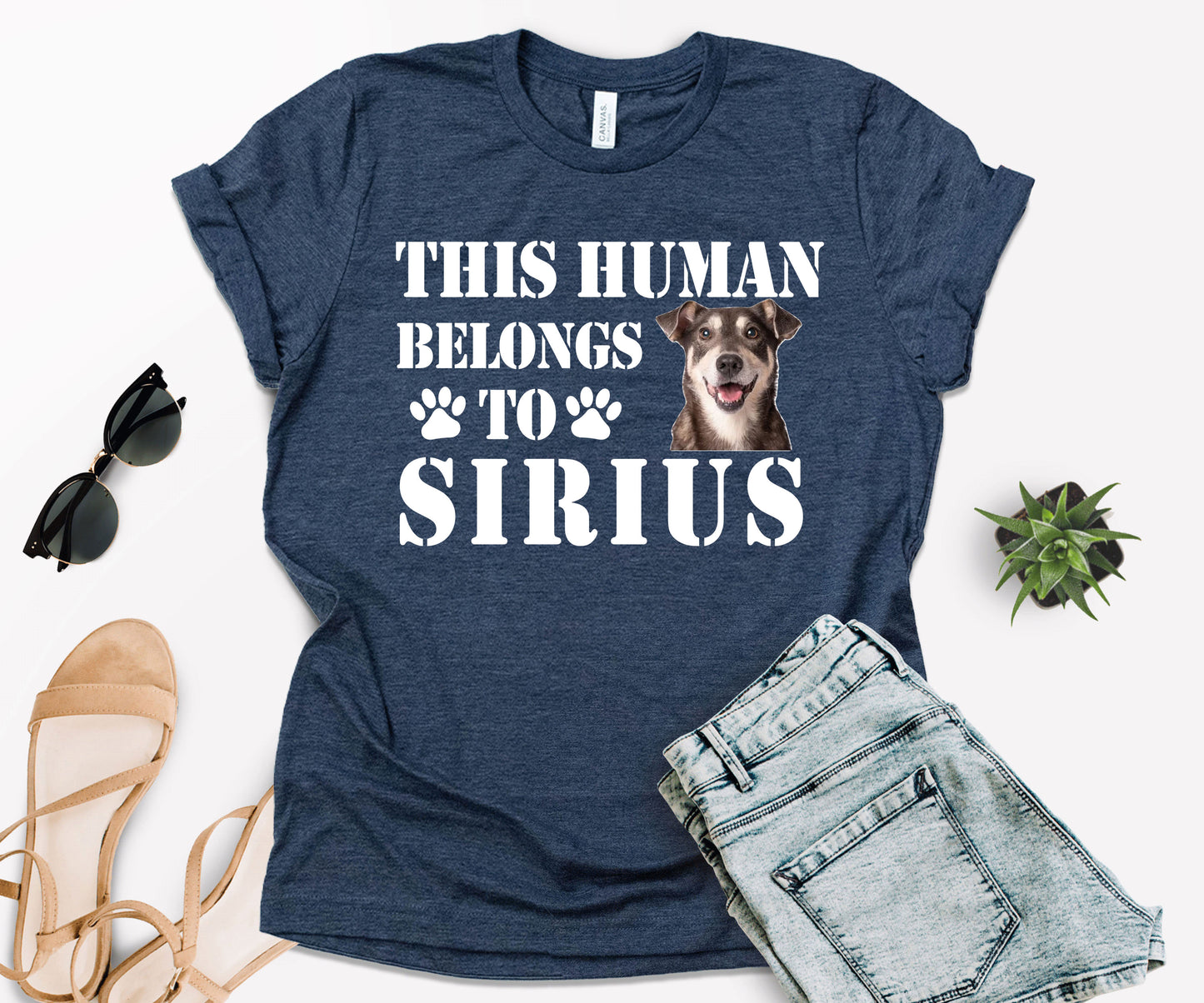 This Human Belongs to Shirt, Custom Dog Dad Shirt, Custom Photo Pet Shirt-newamarketing