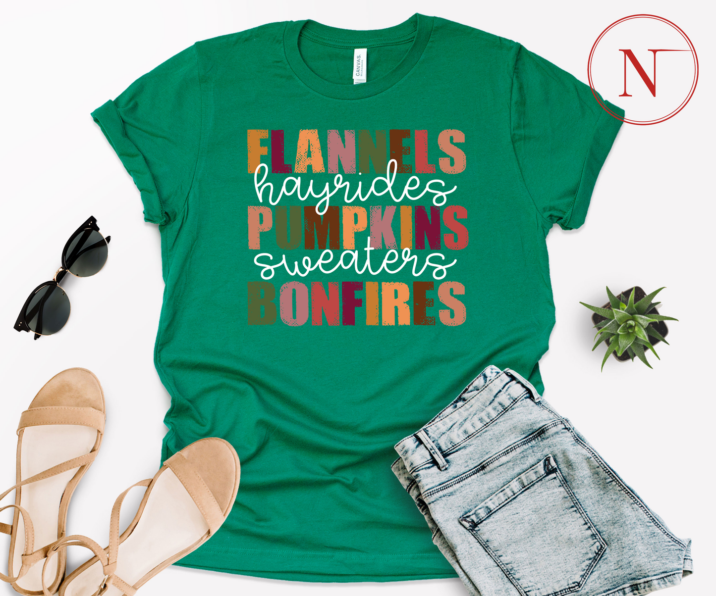 Flannels Hayrides Pumpkins Sweaters Bonfires Shirt, Thanksgiving T-Shirts