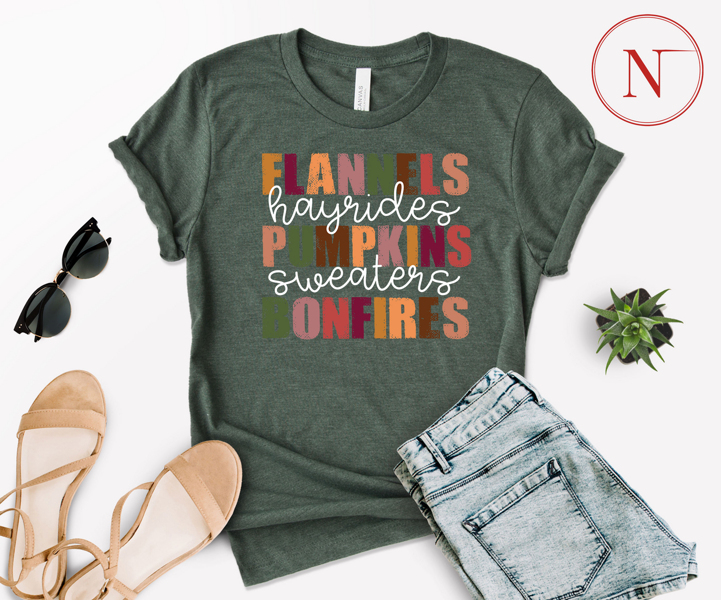 Flannels Hayrides Pumpkins Sweaters Bonfires Shirt, Thanksgiving T-Shirts