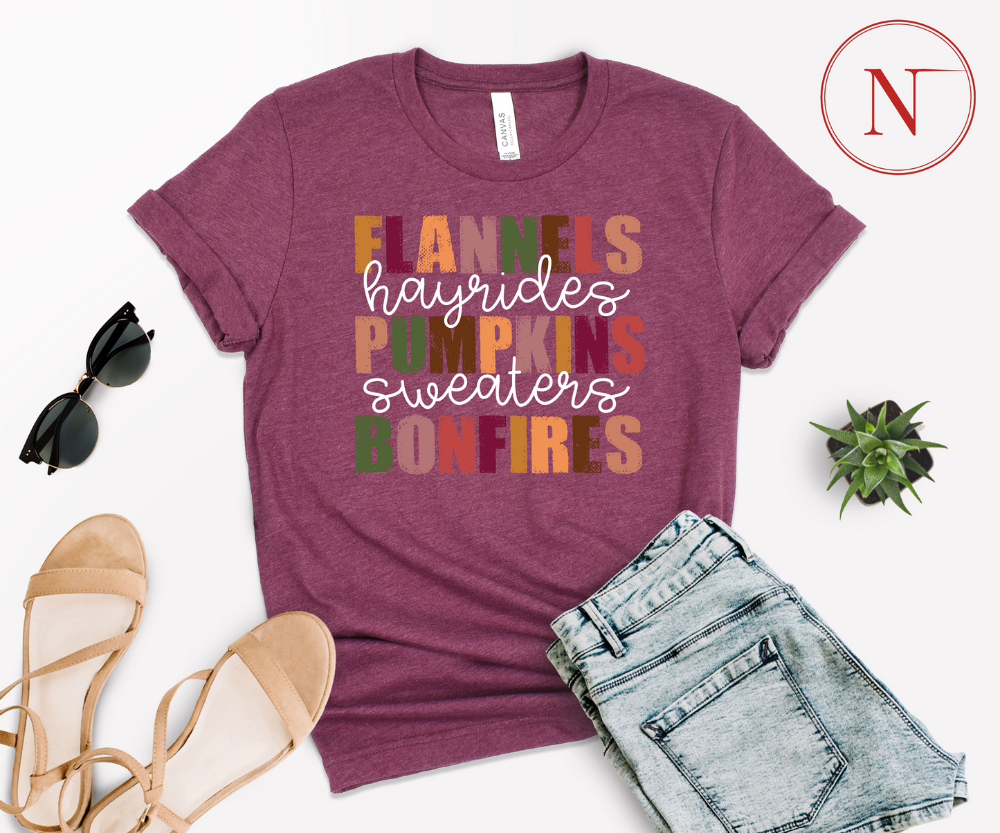 Flannels Hayrides Pumpkins Sweaters Bonfires Shirt, Thanksgiving T-Shirts
