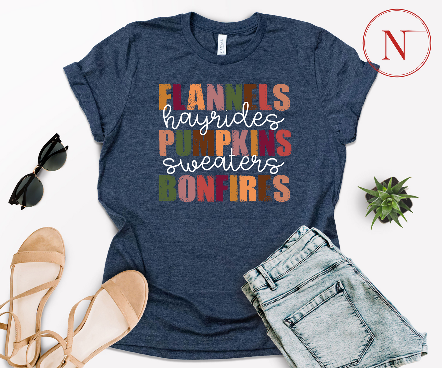 Flannels Hayrides Pumpkins Sweaters Bonfires Shirt, Thanksgiving T-Shirts