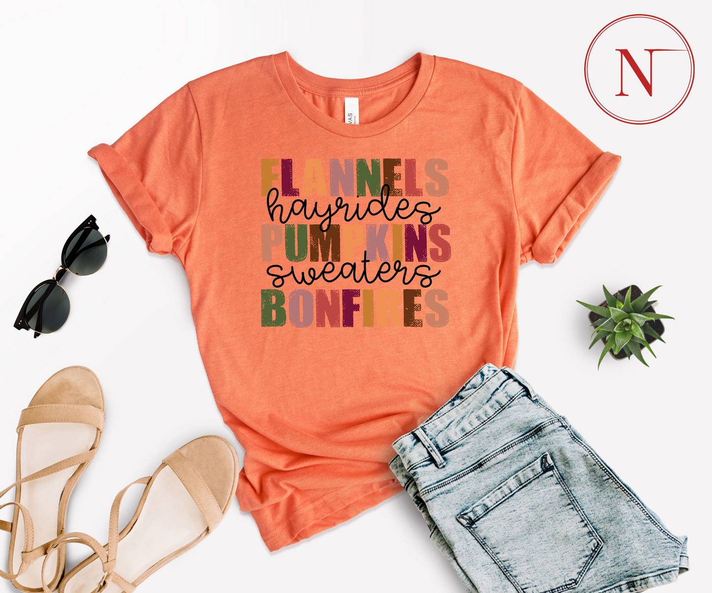 Flannels Hayrides Pumpkins Sweaters Bonfires Shirt, Thanksgiving T-Shirts