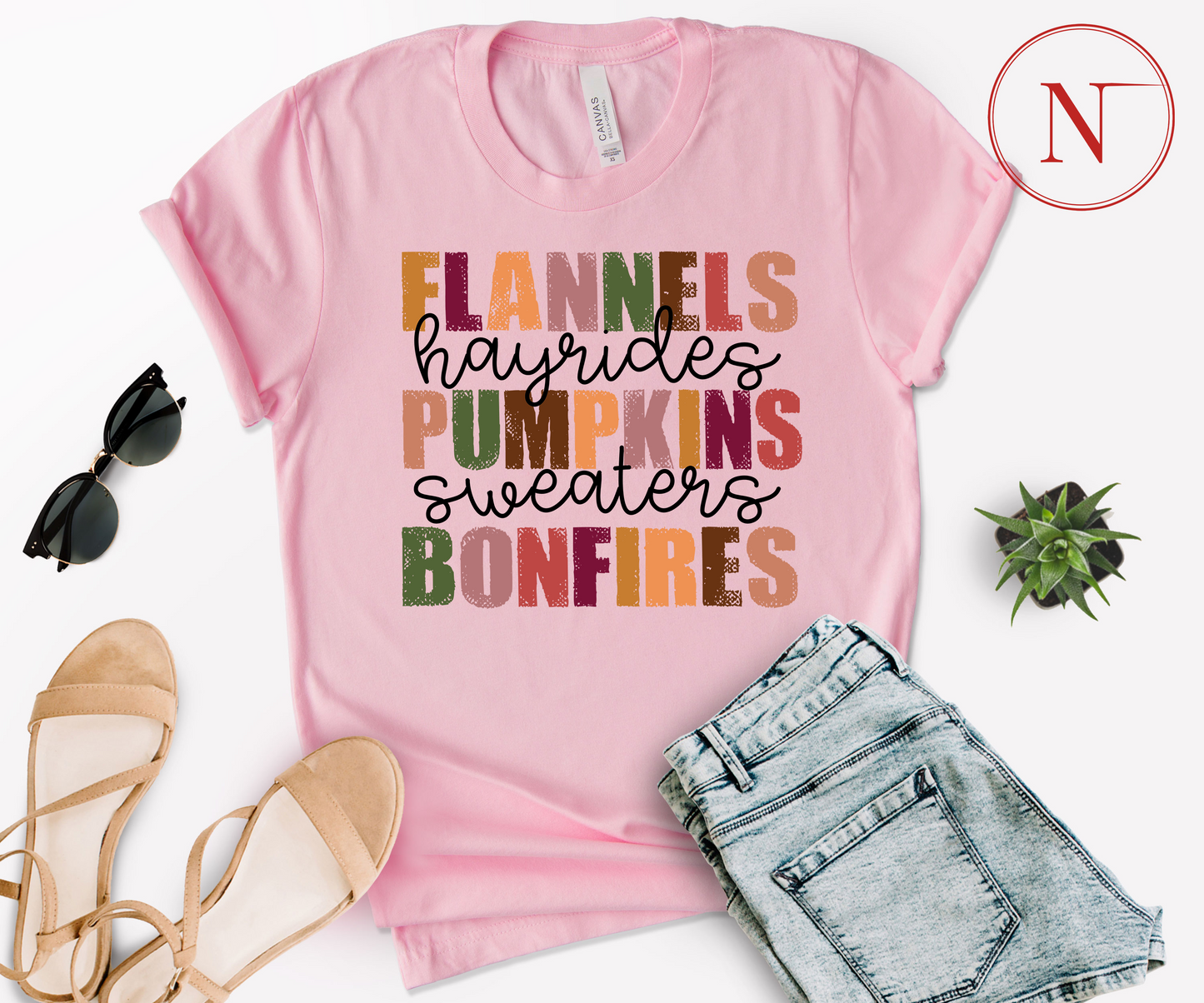Flannels Hayrides Pumpkins Sweaters Bonfires Shirt, Thanksgiving T-Shirts