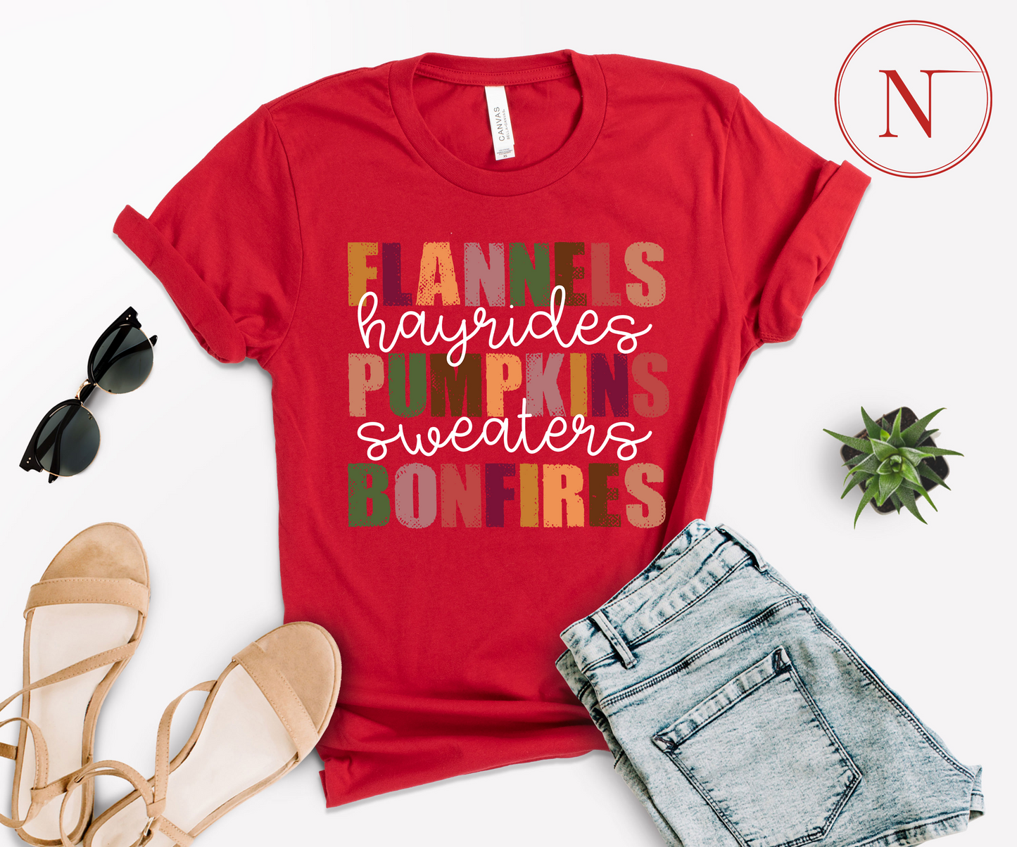 Flannels Hayrides Pumpkins Sweaters Bonfires Shirt, Thanksgiving T-Shirts