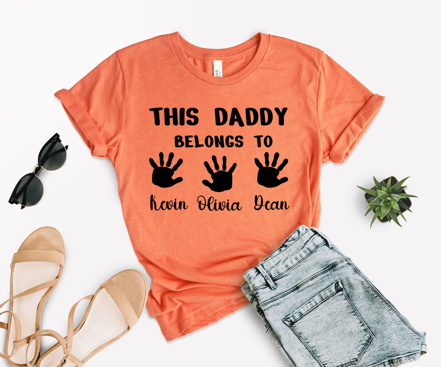 Custom Dad Shirt, This Daddy Belongs to Shirt, Dad Shirt with Kids Names-newamarketing