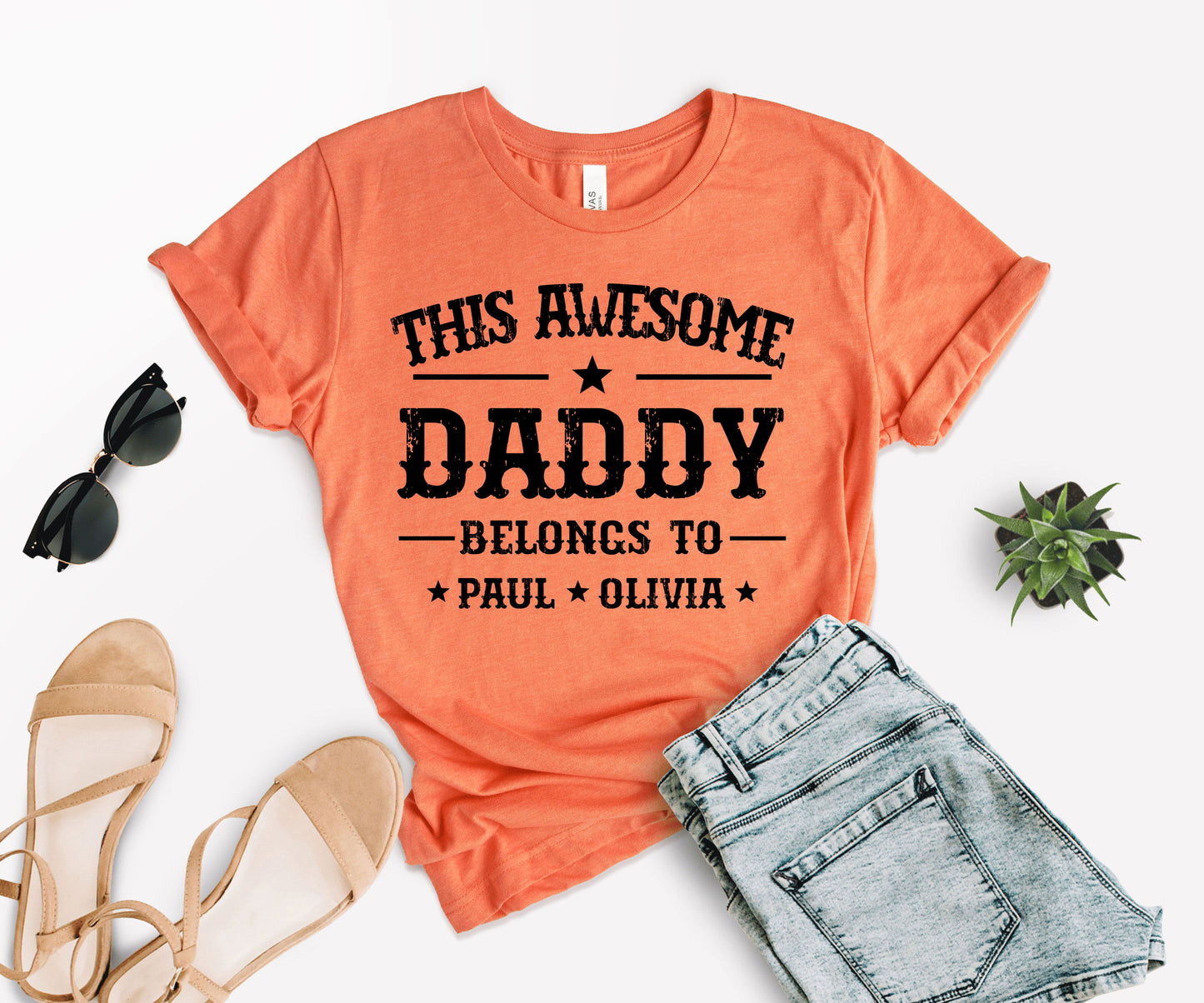 This Awesome Belongs to Shirt, Dad Shirt with Kids Names, Custom Dad Tee-newamarketing
