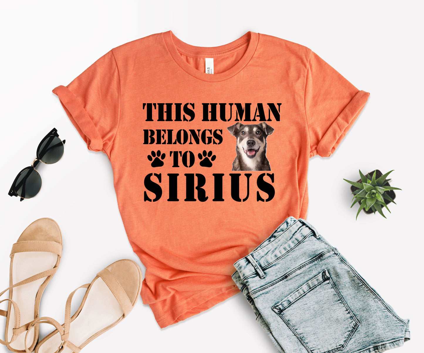 This Human Belongs to Shirt, Custom Dog Dad Shirt, Custom Photo Pet Shirt-newamarketing