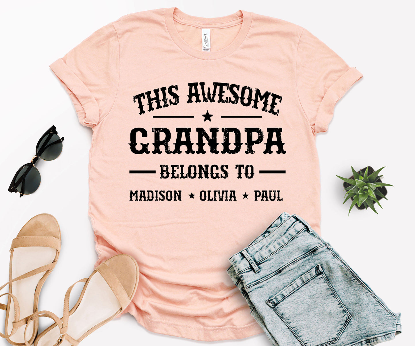 This Awesome Belongs to Shirt, Dad Shirt with Kids Names, Custom Dad Tee-newamarketing