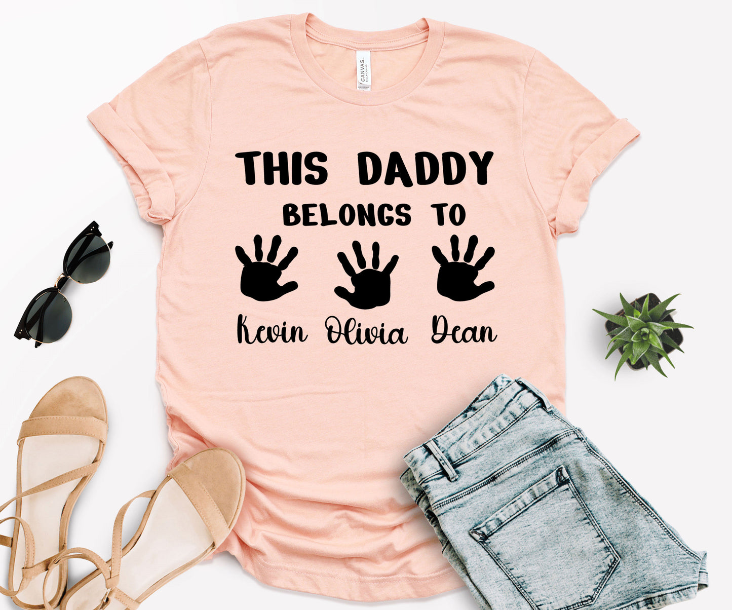 Custom Dad Shirt, This Daddy Belongs to Shirt, Dad Shirt with Kids Names-newamarketing