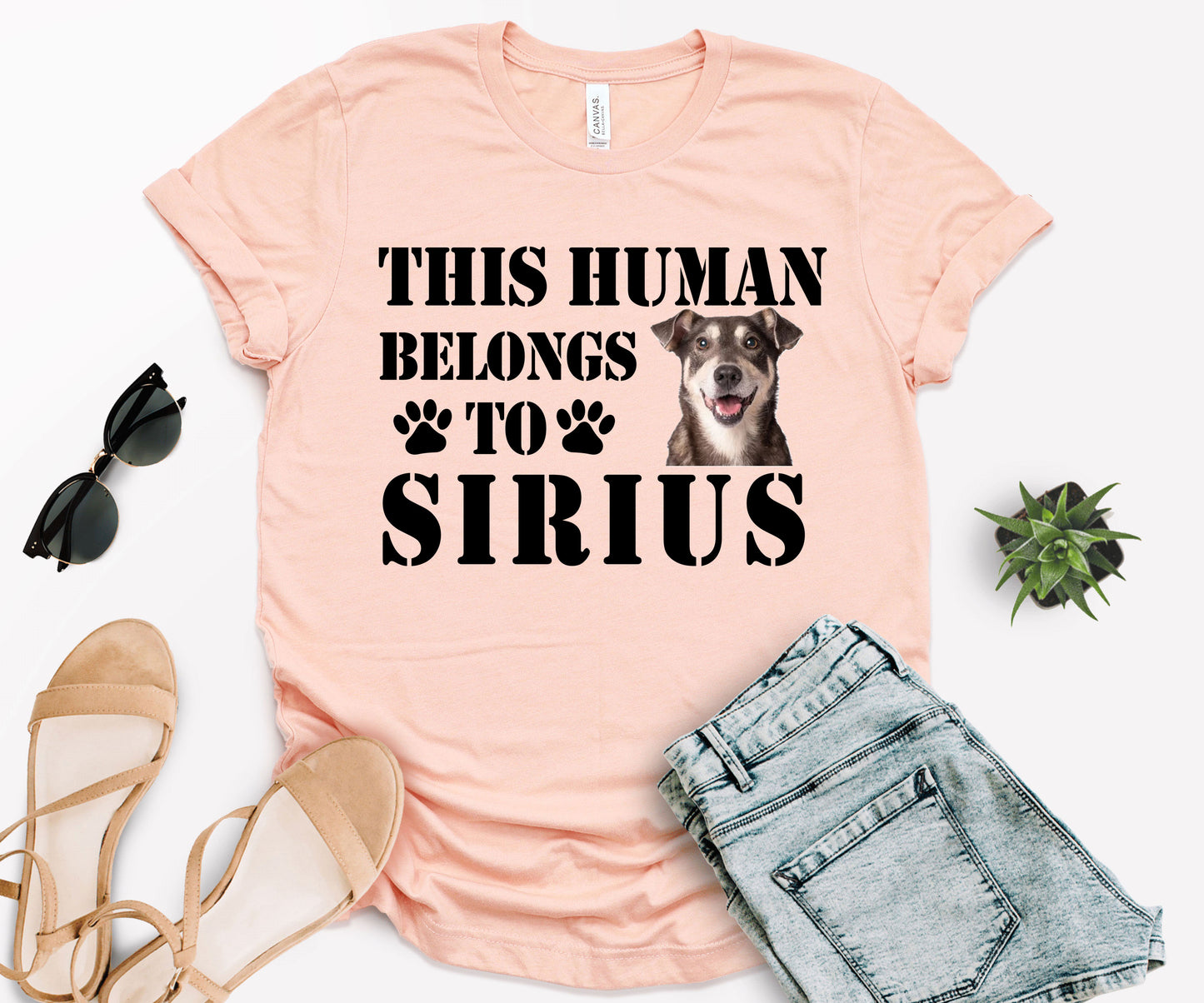 This Human Belongs to Shirt, Custom Dog Dad Shirt, Custom Photo Pet Shirt-newamarketing