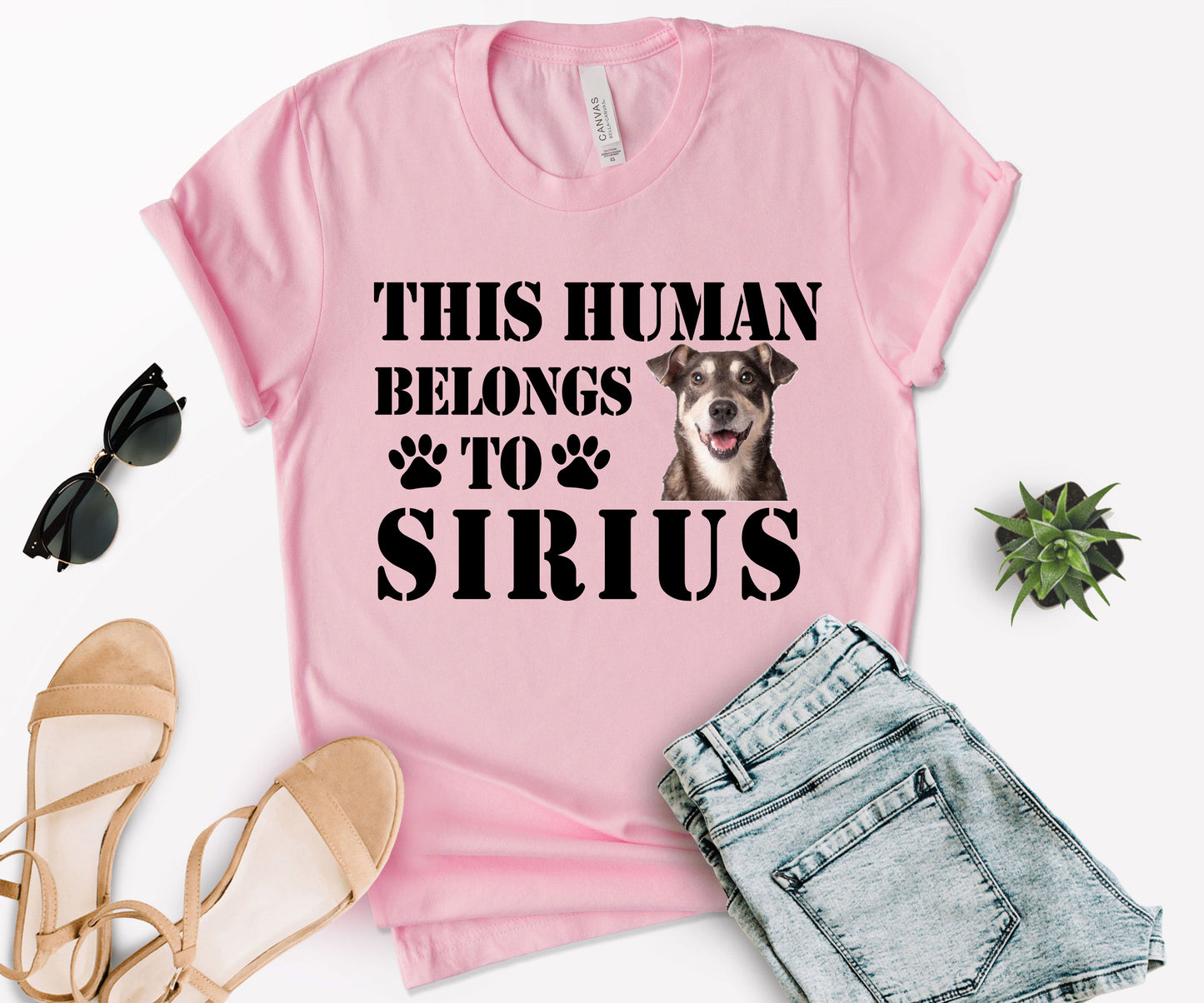 This Human Belongs to Shirt, Custom Dog Dad Shirt, Custom Photo Pet Shirt-newamarketing