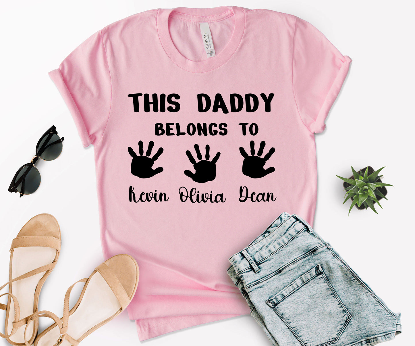 Custom Dad Shirt, This Daddy Belongs to Shirt, Dad Shirt with Kids Names-newamarketing
