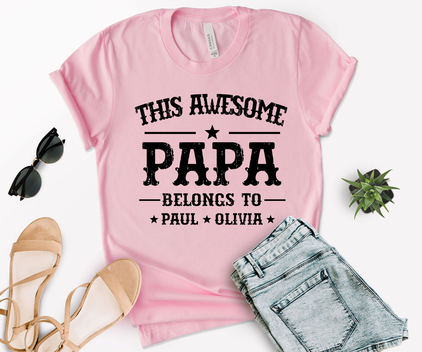 This Awesome Belongs to Shirt, Dad Shirt with Kids Names, Custom Dad Tee-newamarketing