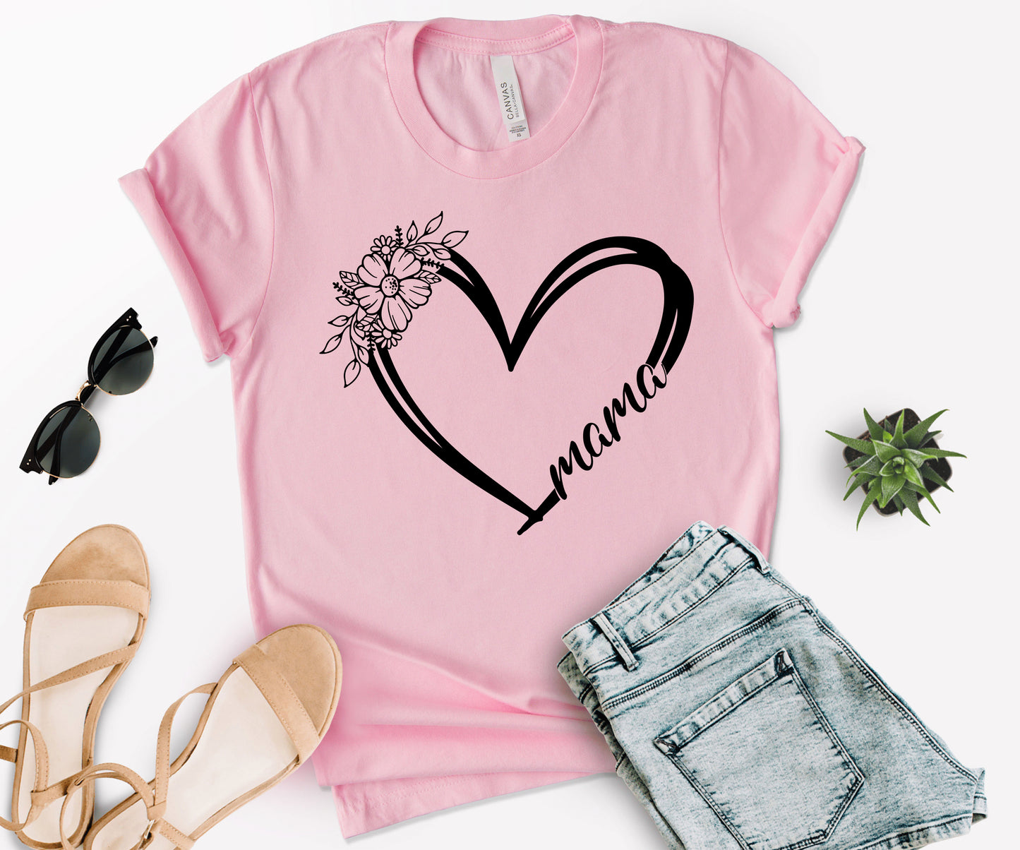 Custom Text Heart Line Shirt, Mom Heart Line Shirt, Personalized Mom Shirt-newamarketing