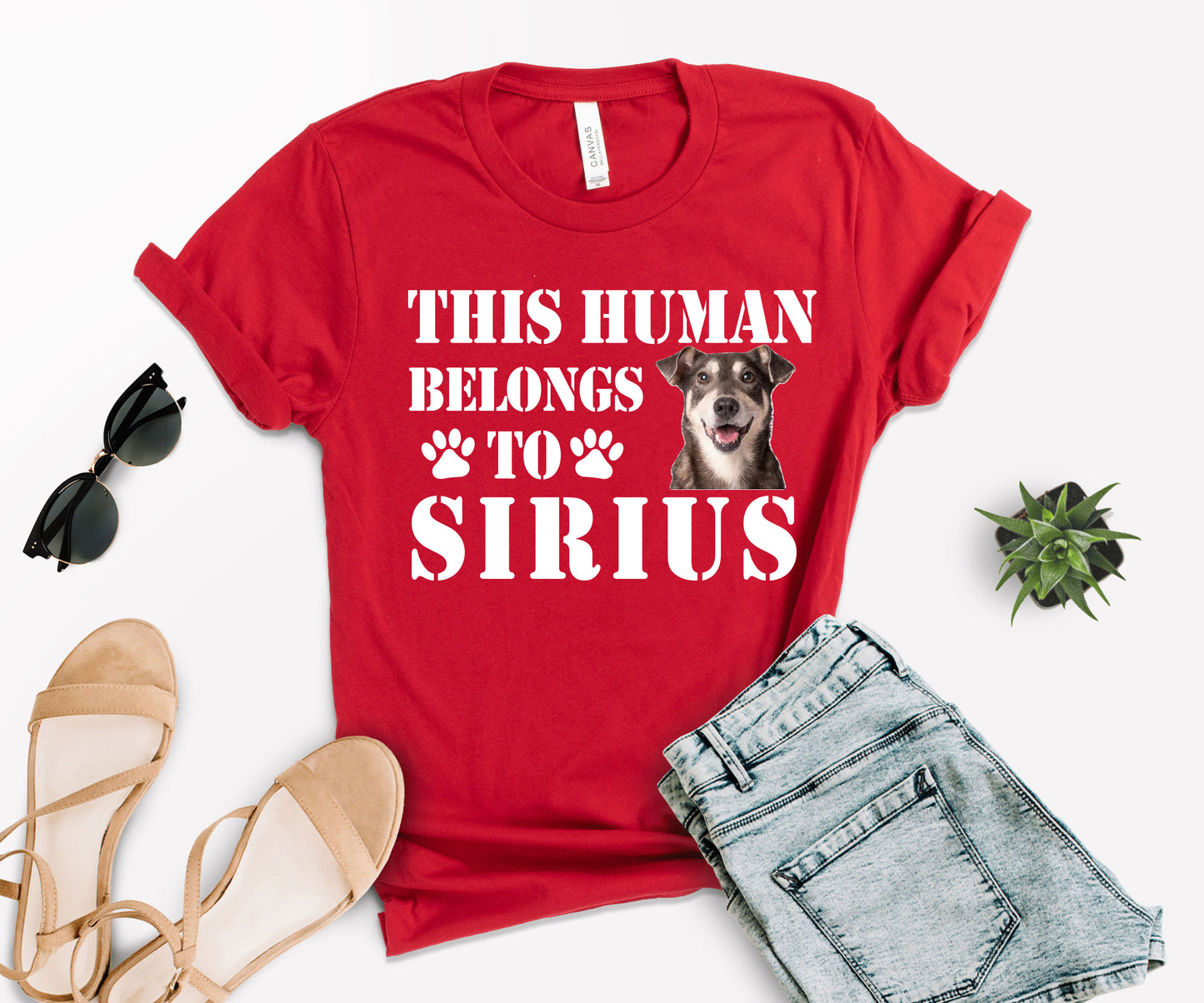 This Human Belongs to Shirt, Custom Dog Dad Shirt, Custom Photo Pet Shirt-newamarketing