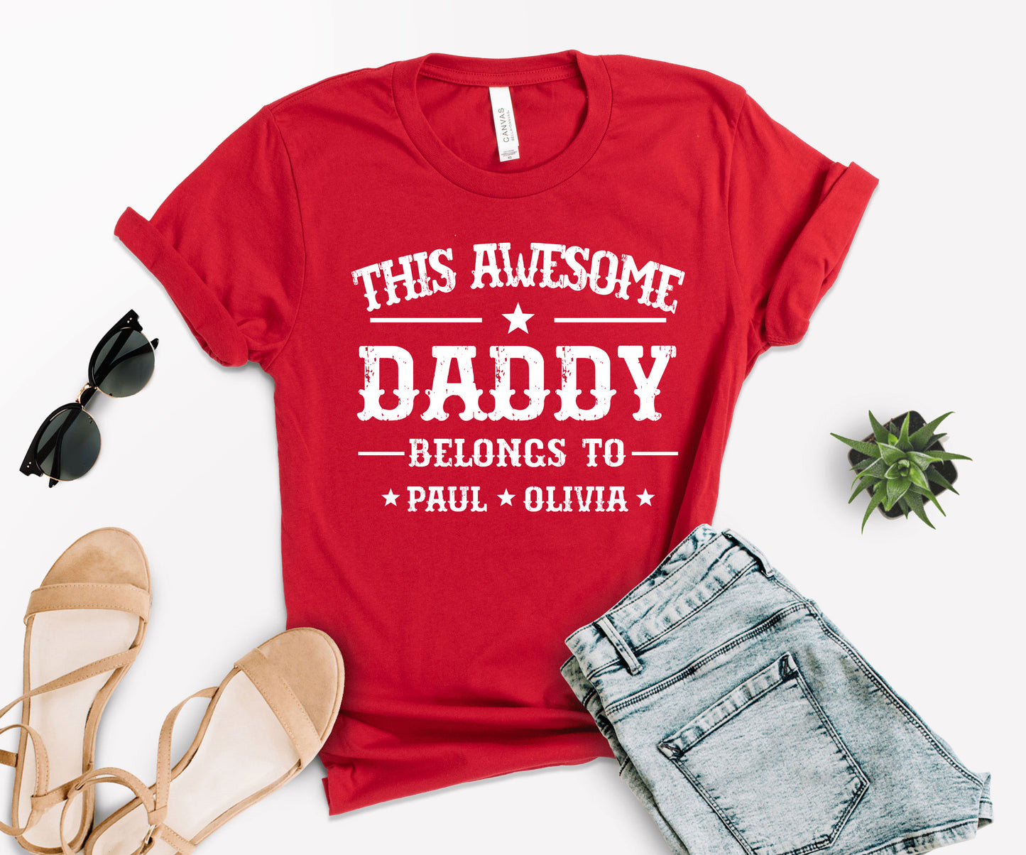 This Awesome Belongs to Shirt, Dad Shirt with Kids Names, Custom Dad Tee-newamarketing