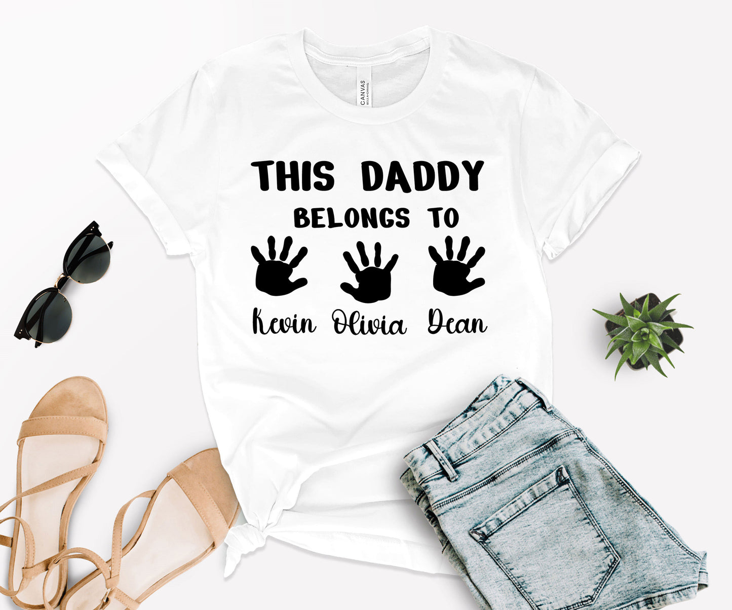 Custom Dad Shirt, This Daddy Belongs to Shirt, Dad Shirt with Kids Names-newamarketing