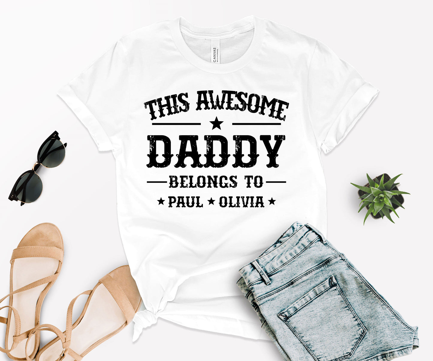 This Awesome Belongs to Shirt, Dad Shirt with Kids Names, Custom Dad Tee-newamarketing