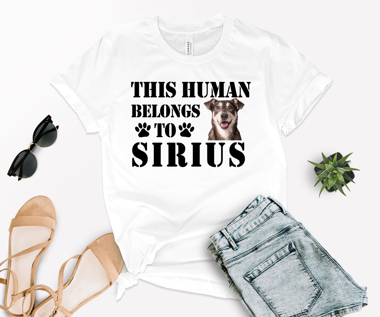 This Human Belongs to Shirt, Custom Dog Dad Shirt, Custom Photo Pet Shirt-newamarketing
