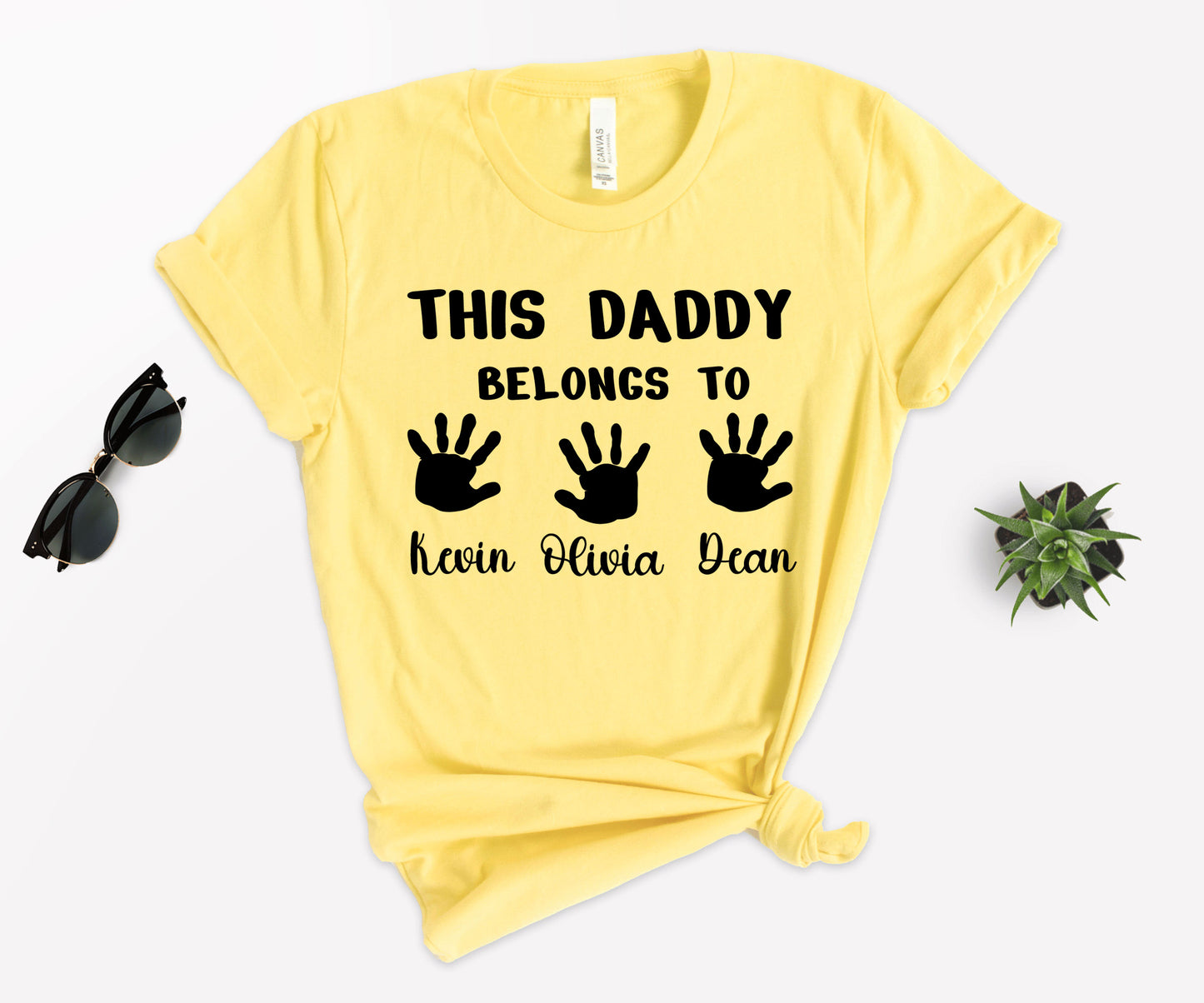 Custom Dad Shirt, This Daddy Belongs to Shirt, Dad Shirt with Kids Names-newamarketing