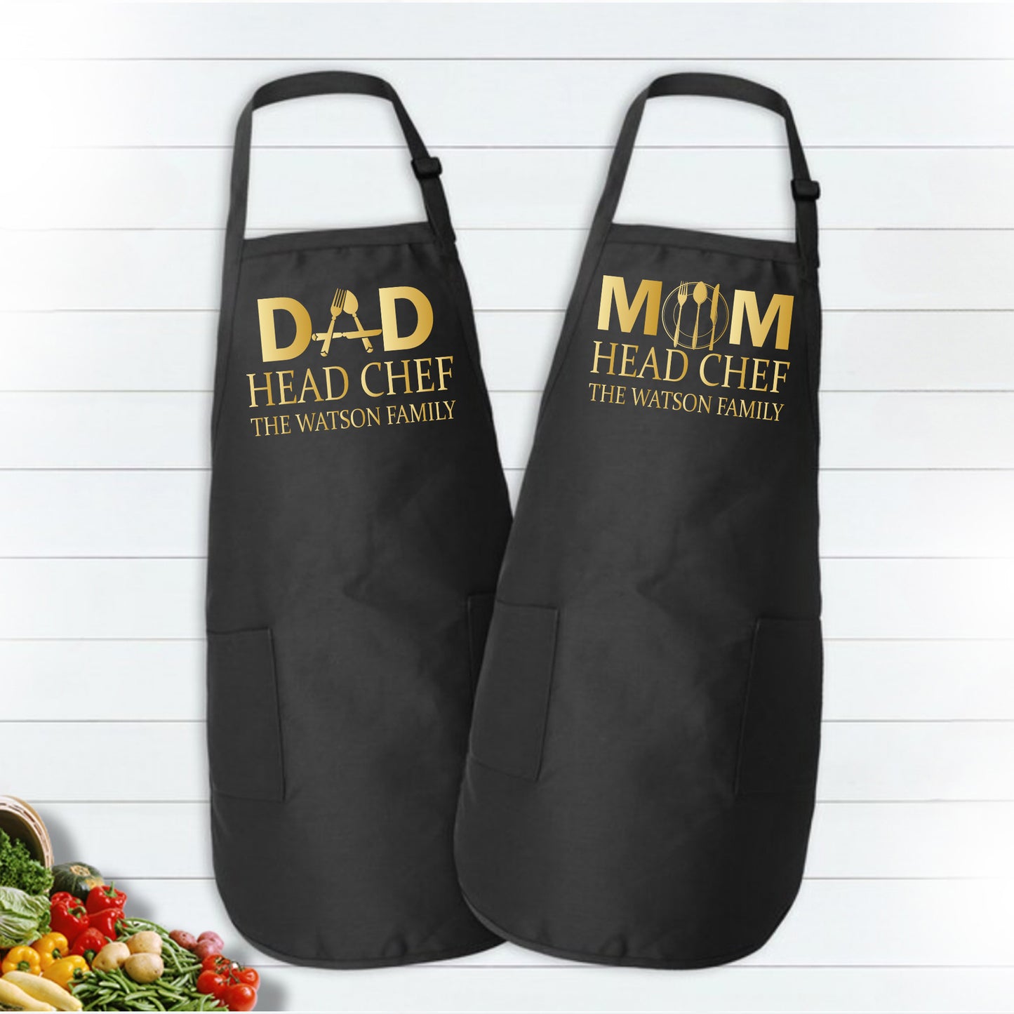 Personalized Aprons for Family, Head Chef Apron, Custom Kitchen Apron-newamarketing