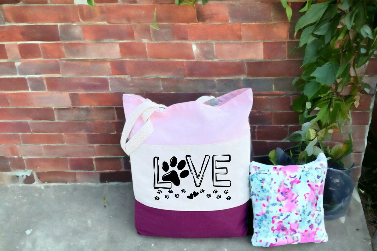 Love Tri Tote Bag, Paw Tri Tote Bag - newamarketing
