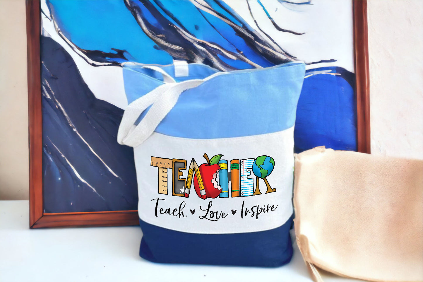 Teacher Tote Bag, Gift For Teachers, Tri Color Bag-newamarketing