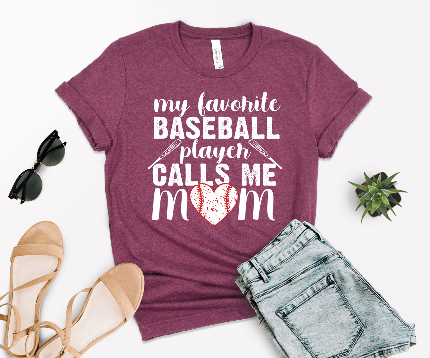 My Favorite Baseball Player Calls Me Mom, Game Day T-Shirt, Baseball Mom T-Shirts-newamarketing