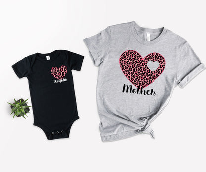 Matching Family Heart Shirts, Mama Leopard Shirt, Matching Mom And Daughter Gifts-newamarketing