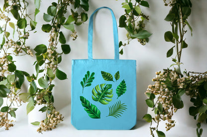 Palm Leaves Bag, Tropical Tote Bag, 7 Leaves Tote Bag-newamarketing