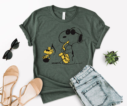 Snoppy Saxophone Shirt, Funny Saxophone Shirts ,Snoopy Peanuts Shirt -newamarketing