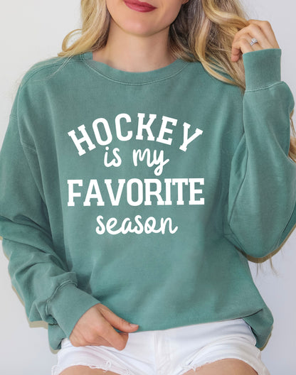 Hockey Is My Favorite Season Sweatshirt, Comfort Color Sweatshirt, Sports Mom Sweatshirt-newamarketing