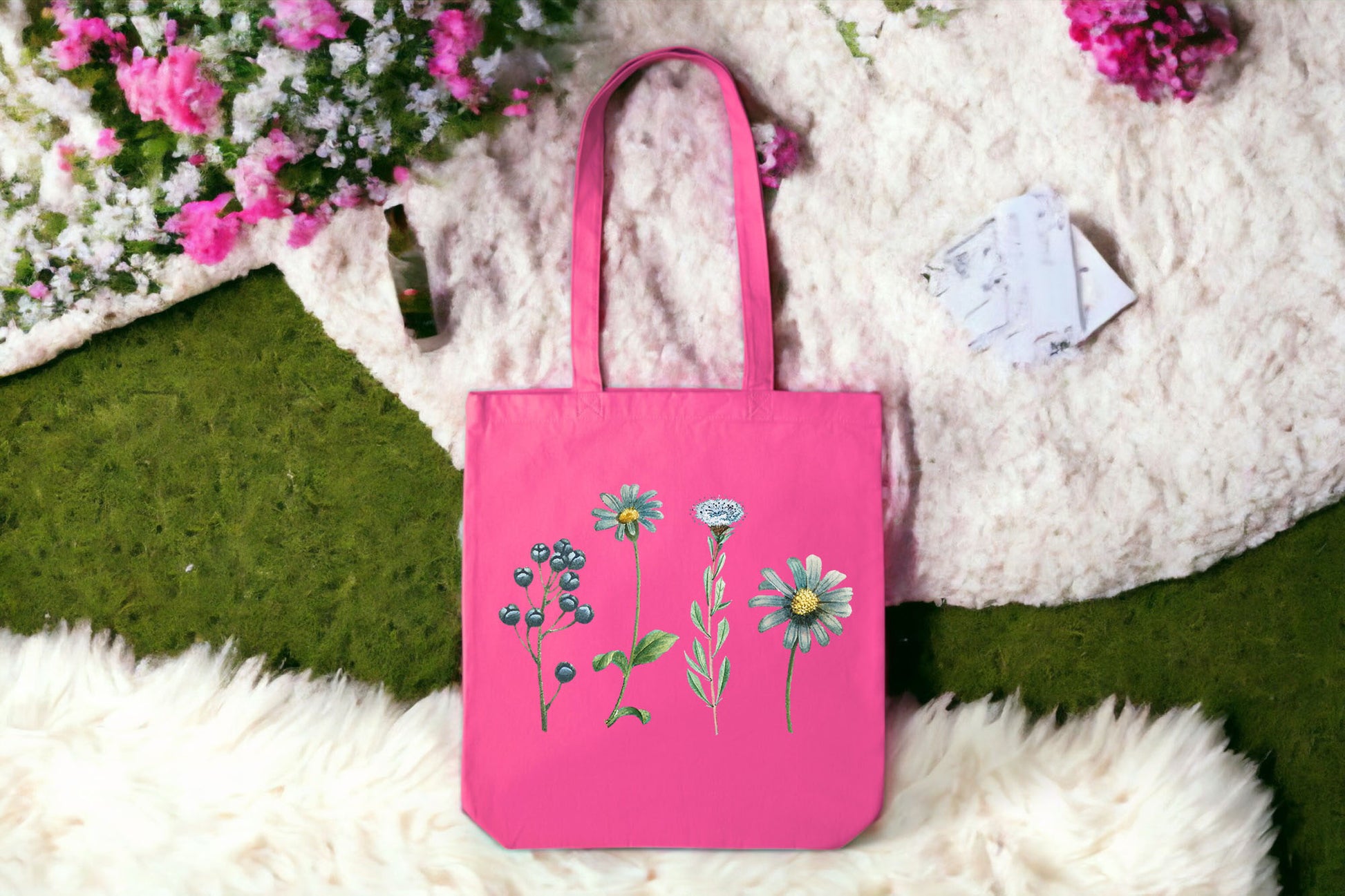 Floral Tote Bag, Tote Bag Flower Design, Cute Flower Tote Bag-newamarketing