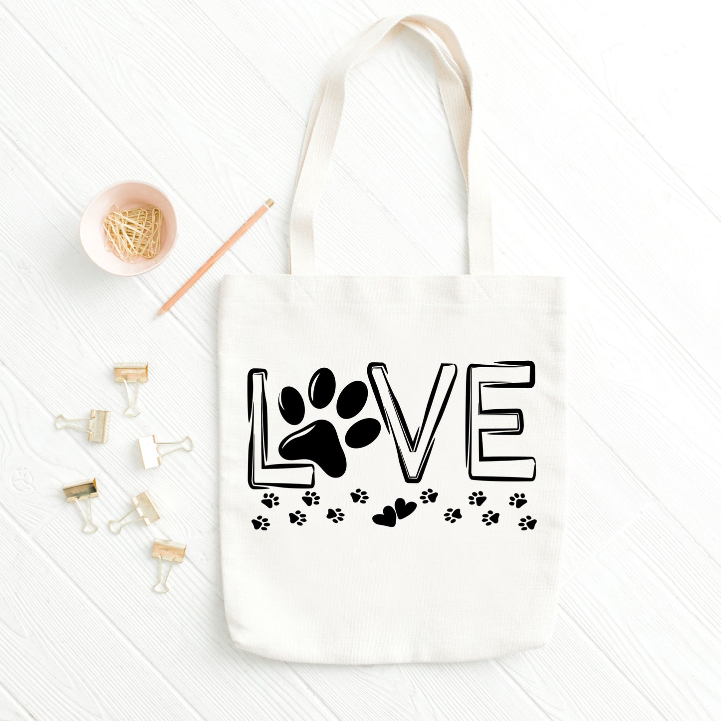 Love Tote Bag, Paw Print Tote Bag, Paw Print Bags-newamarketing