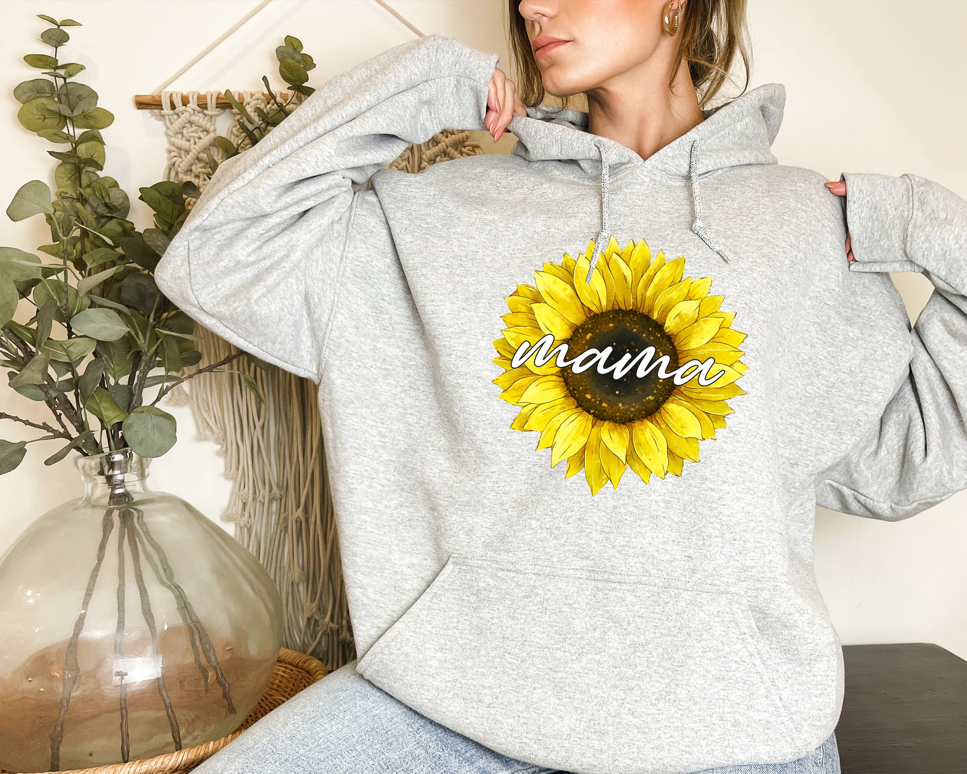 Sunflower Hoodie, Floral Mama Sweatshirt, Sunflower Sweatshirt-newamarketing