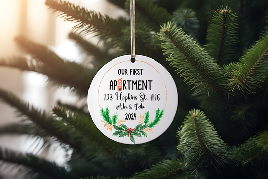 Our First Apartment Personalized Ornament, Christmas Ornament, New House Ornament