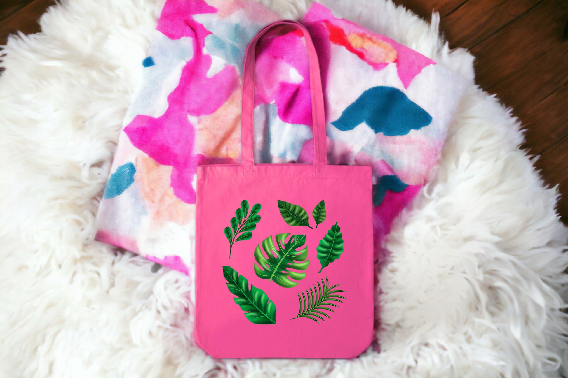 Palm Leaves Bag, Tropical Tote Bag, 7 Leaves Tote Bag-newamarketing