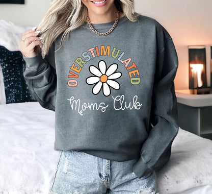 Overstimulated Moms Club Sweatshirt, Vintage Comfort Colors, Comfort Colors Sweatshirt Hoodie-newamarketing